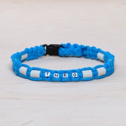 EM Keramik-Halsband mit Namen hellblau  mittel bis 45 cm