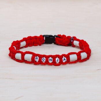 EM Keramik-Halsband mit Namen rot mittel bis 45 cm