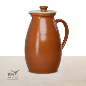 EM Keramik Krug mit Deckel 1,8-2 Liter hellbraun