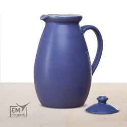 EM Keramik Krug mit Deckel 1,8-2 Liter blau lila matt