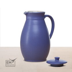 EM Keramik Krug mit Deckel 1,3-1,5 L blau-lila *B-Ware