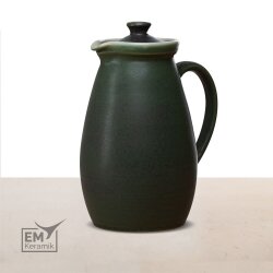 EM Keramik Krug mit Deckel 1,8-2 Liter moorgrün *B-Ware