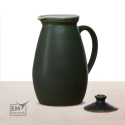 EM Keramik Krug mit Deckel 1,8-2 Liter moorgrün *B-Ware
